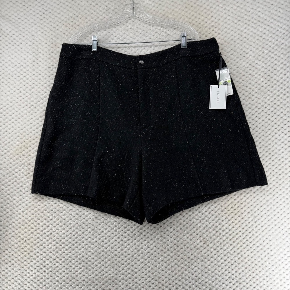 1.State Womens Shorts 18W Black Gold Speckled Career Party‎ Dressy